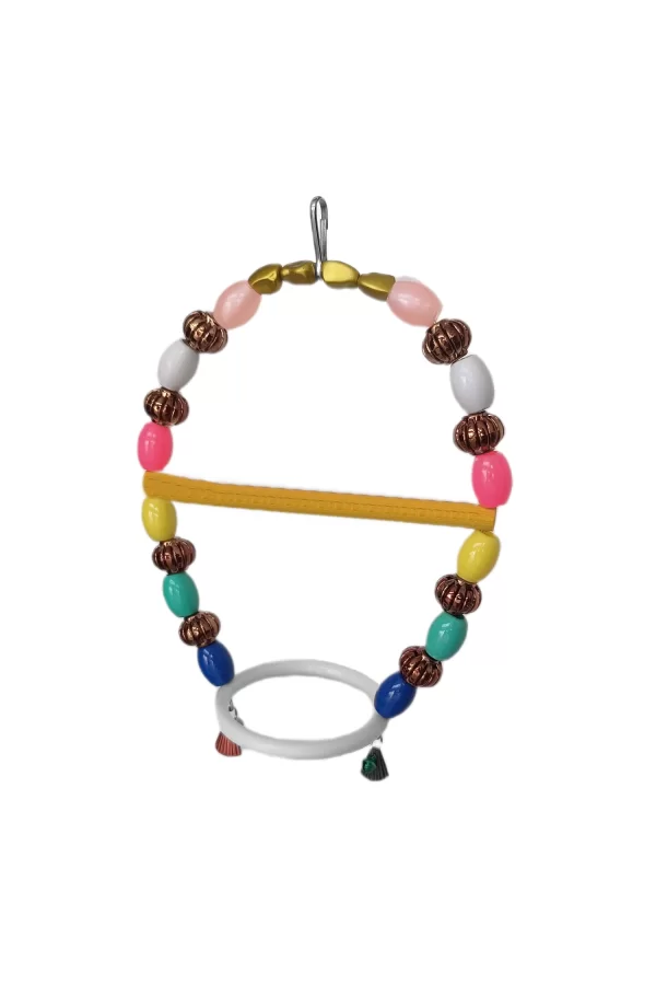 Markapet Renkli Boncuklu Oval Halkalı Papağan Salıncağı 15 cm-23 cm