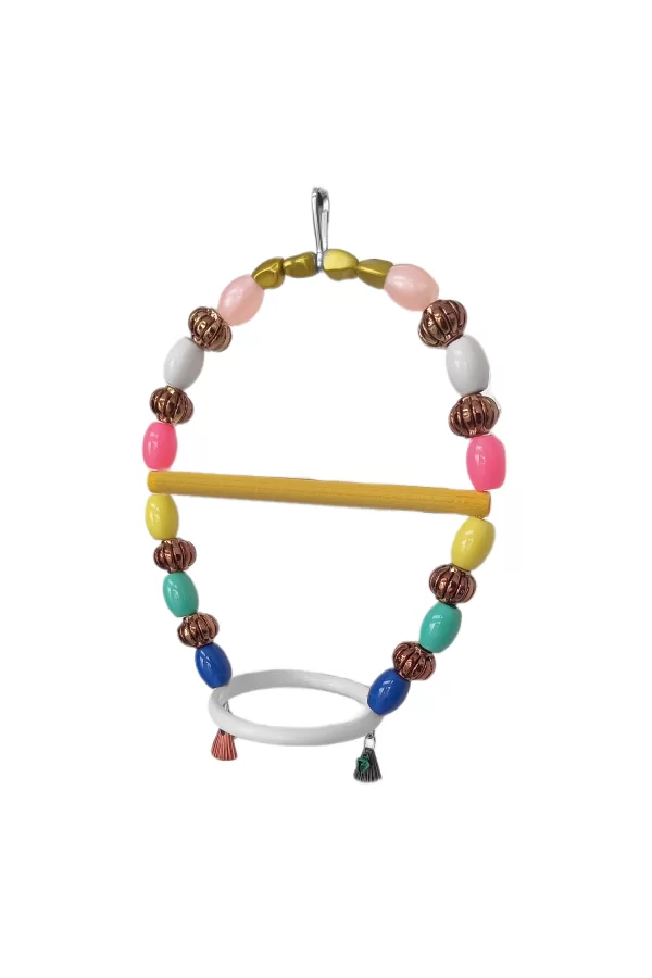 Markapet Renkli Boncuklu Oval Halkalı Papağan Salıncağı 15 cm-23 cm