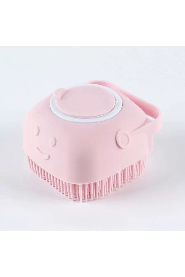 Markapet Şampuan Hazneli Kedi Köpek Silikon Duş Fırçası 11 cm Pembe