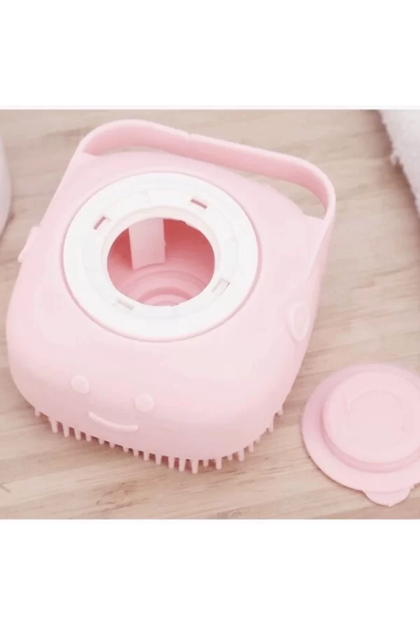 Markapet Şampuan Hazneli Kedi Köpek Silikon Duş Fırçası 11 cm Pembe