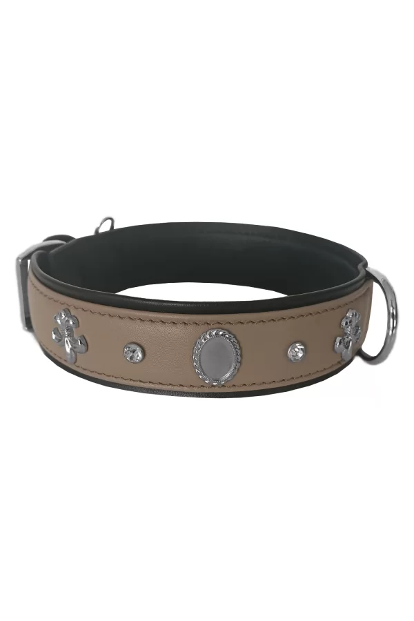 Markapet Taşlı Ve Aynalı Köpek Boyun Tasması 49-55 cm Large Taba