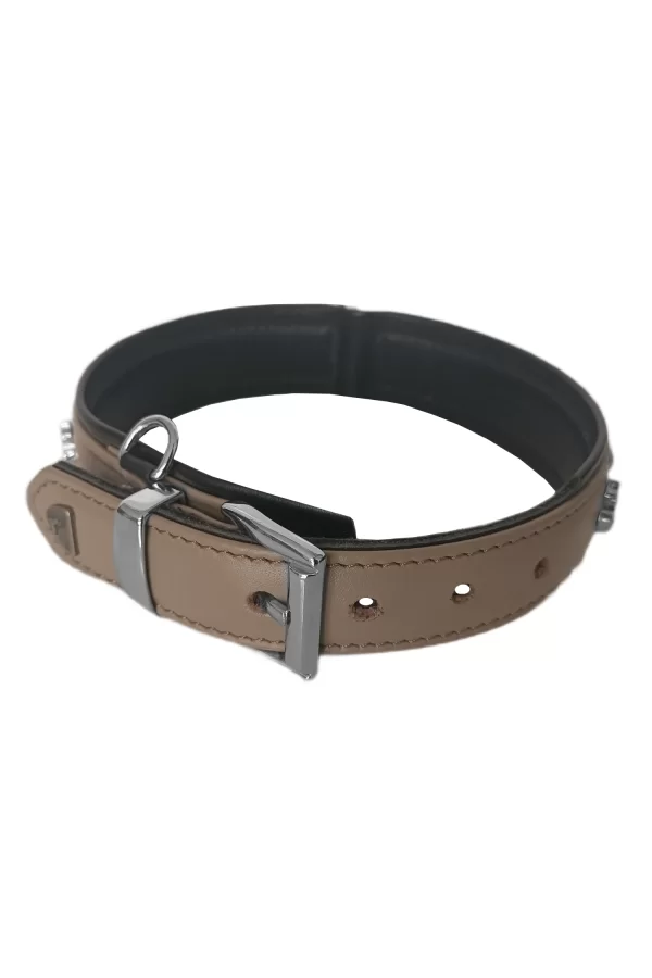 Markapet Taşlı Ve Aynalı Köpek Boyun Tasması 49-55 cm Large Taba