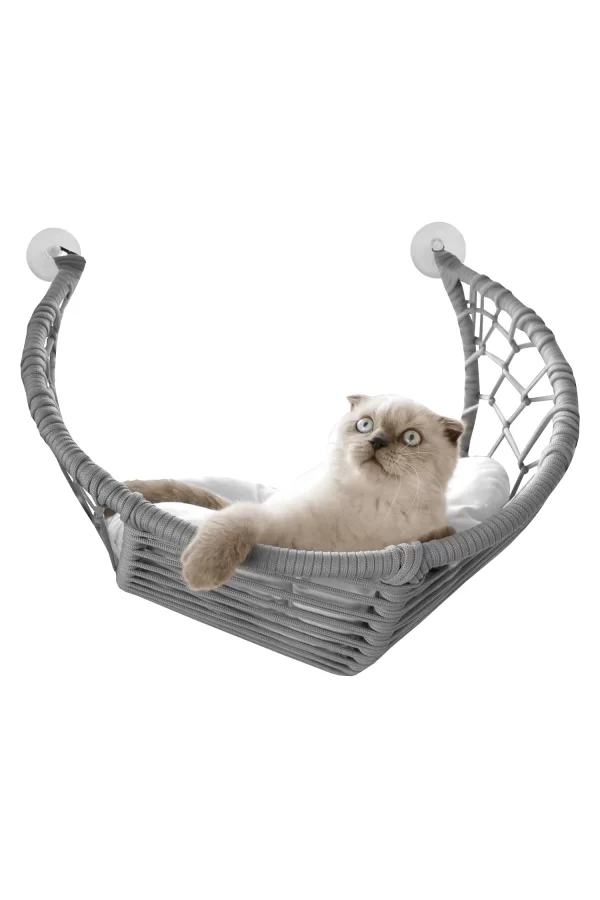 Markapet Vantuzlu Gondol Kedi Hamağı Kedi Yatağı 40*45 cm Gri