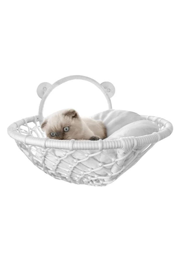 Markapet Vantuzlu Oval Kedi Hamağı Kedi Yatağı 17*46 cm Beyaz