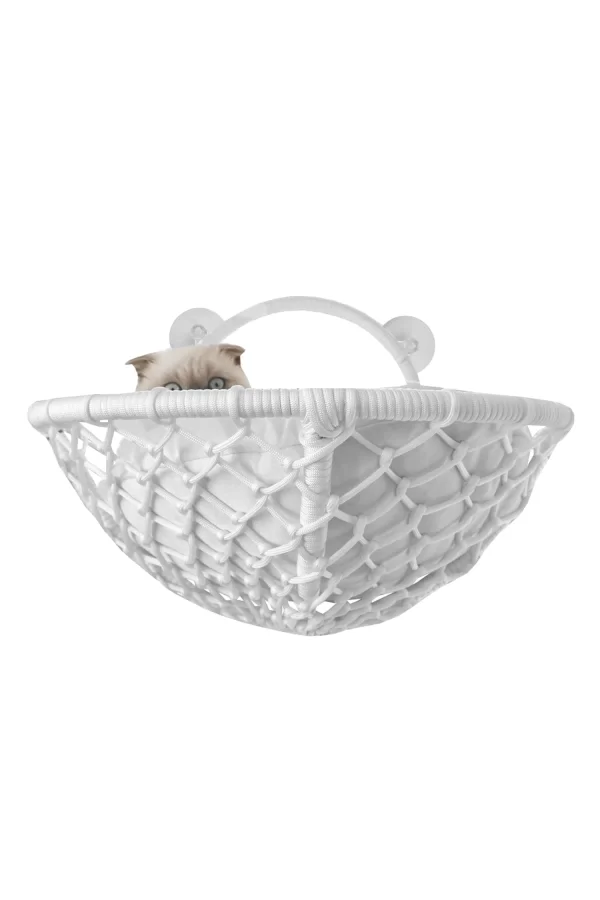 Markapet Vantuzlu Oval Kedi Hamağı Kedi Yatağı 17*46 cm Beyaz