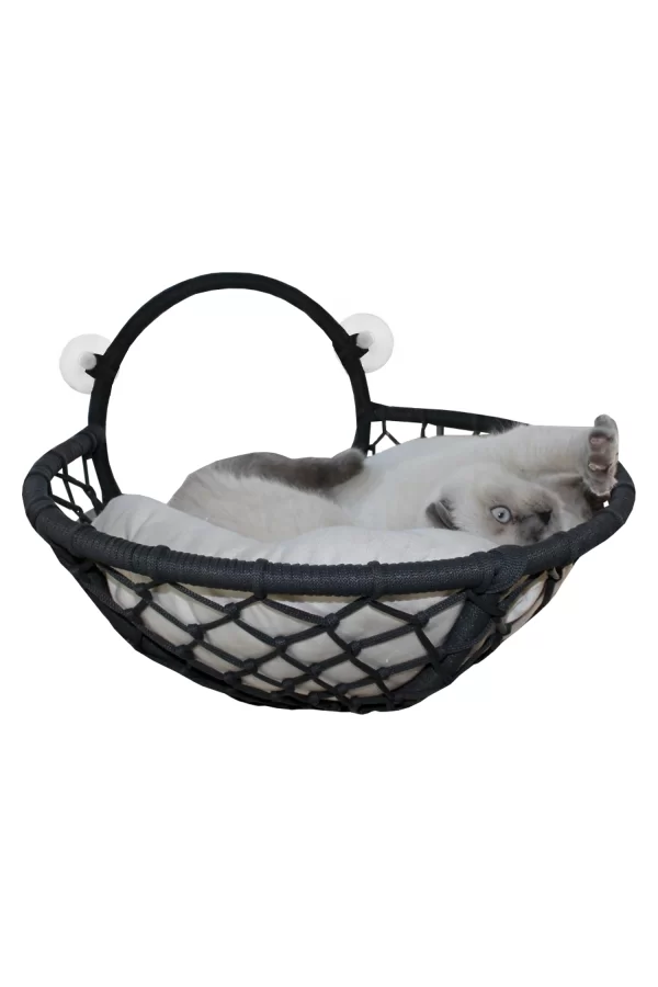 Markapet Vantuzlu Oval Kedi Hamağı Kedi Yatağı 17*46 cm Siyah