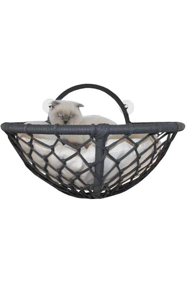 Markapet Vantuzlu Oval Kedi Hamağı Kedi Yatağı 17*46 cm Siyah