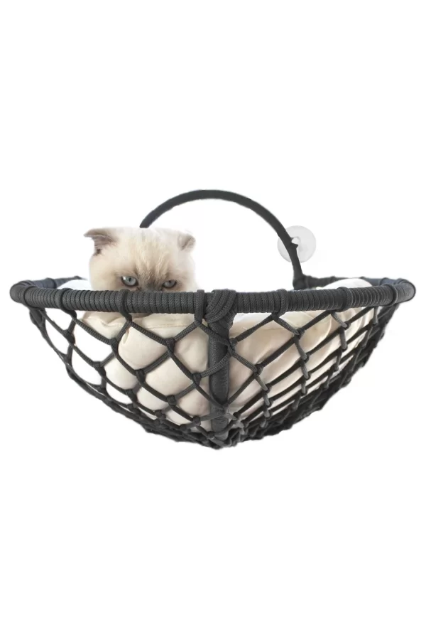 Markapet Vantuzlu Oval Kedi Hamağı Kedi Yatağı 17*46 cm Siyah