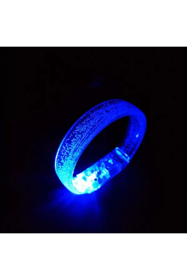 Mavi Led Işıklı Baskı Yapılabilen Pilli Bileklik Bilezik 1,5 Cm Genişlik