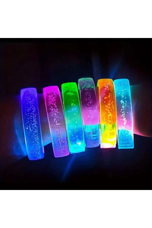 Mavi Led Işıklı Baskı Yapılabilen Pilli Bileklik Bilezik 1,5 Cm Genişlik