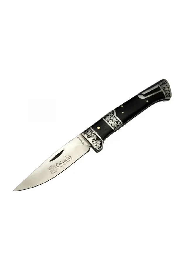 Mb3936b Siyah Av / Kamp Çakısı 20cm- Manuel, İşlemeli, Kemerlikli, Ahşap Sap