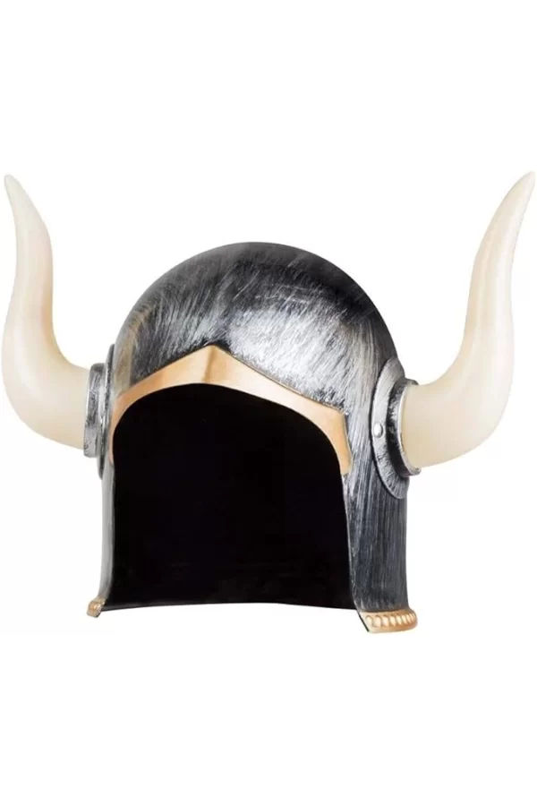 Mega Boynuzlu Viking I Kaskı Eskitilmiş Desen Gümüş Renk