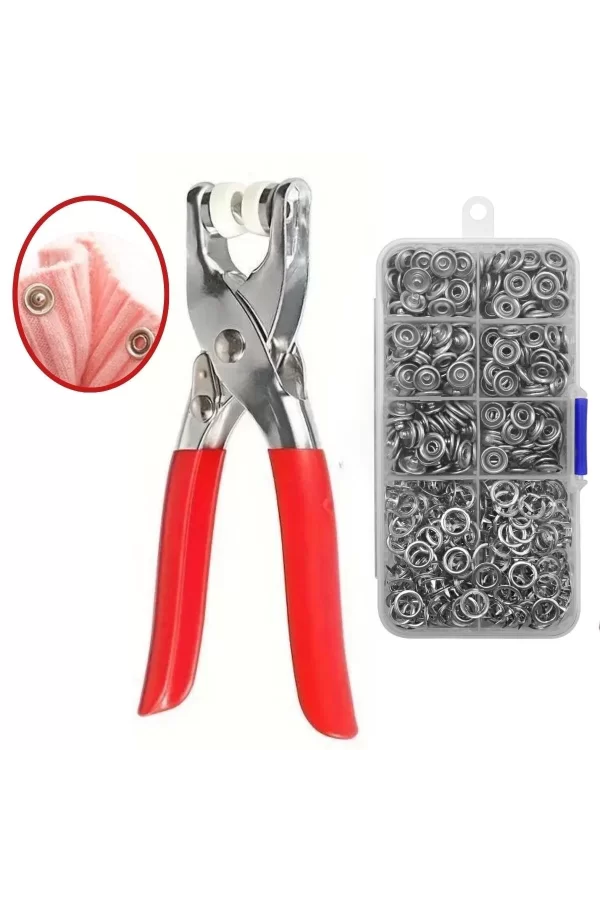 Metal 200 Pcs Çıtçıt Ve Pense Seti Makinesi  Bebek Elbise Çıtçıt Montaj Seti