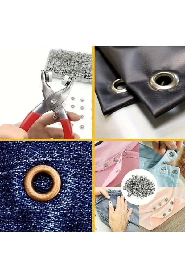 Metal 200 Pcs Çıtçıt Ve Pense Seti Makinesi  Bebek Elbise Çıtçıt Montaj Seti