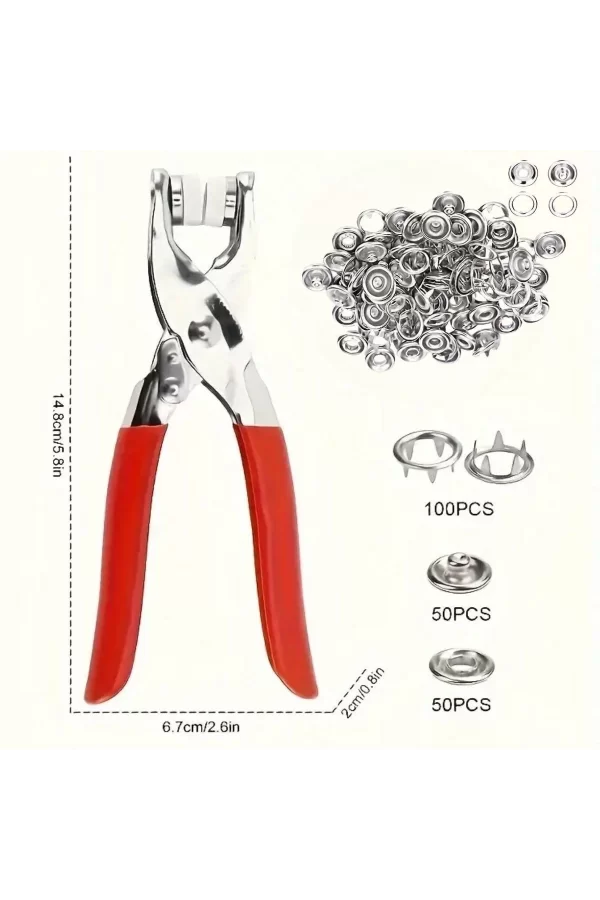 Metal 200 Pcs Çıtçıt Ve Pense Seti Makinesi  Bebek Elbise Çıtçıt Montaj Seti