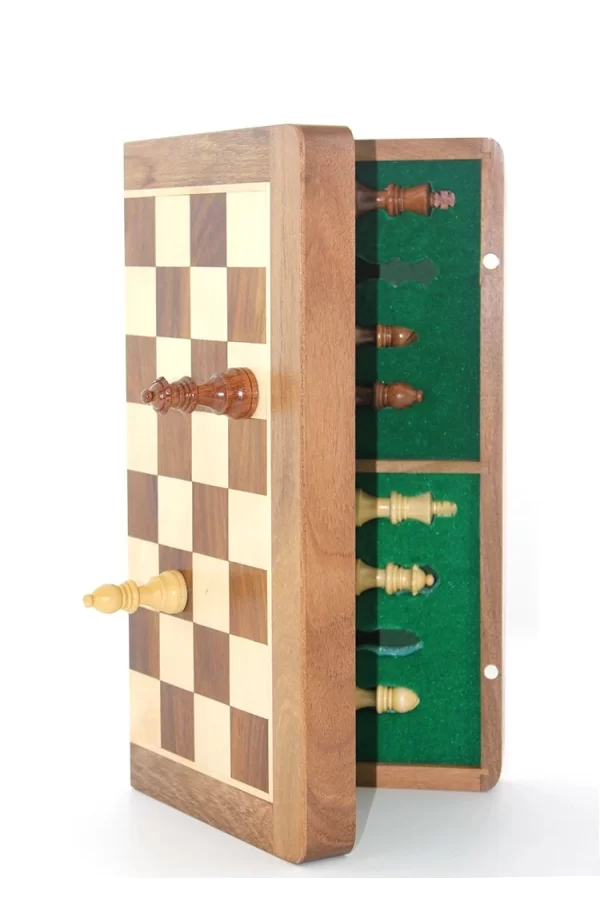 Mıknatıs Taşlı Ahşap Katlanabilir Kutulu Satranç Oyunu 35 Cm G224