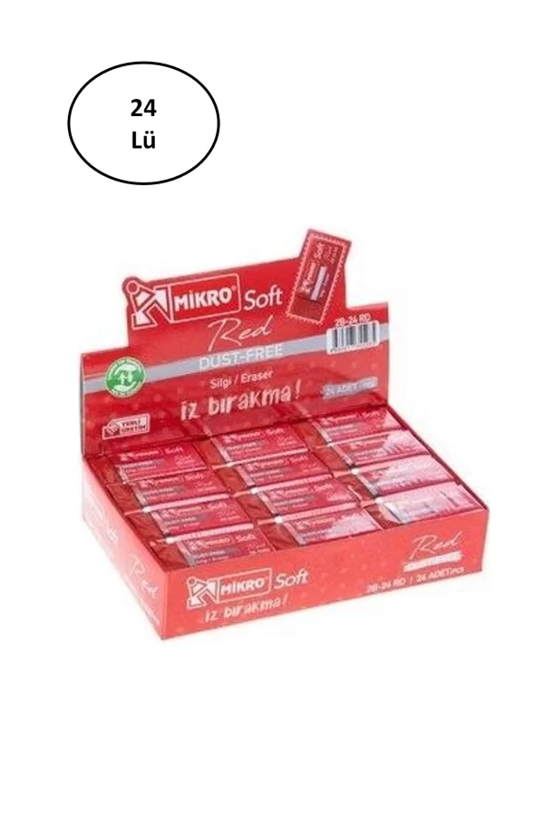 Mikro Silgi Soft Kırmızı 2b 24RD 24lü