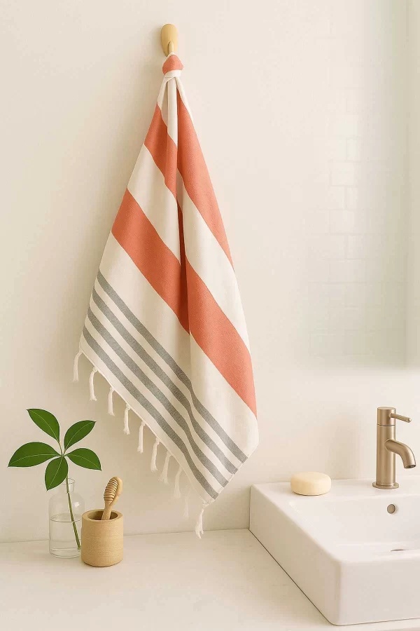 Mimoza Unisex Peştemal Plaj Havlusu 100x180 Cm &#37;100 Pamuklu Soft Kırmızı-Siyah