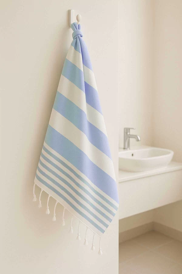 Mimoza Unisex Peştemal Plaj Havlusu 100x180 Cm &#37;100 Pamuklu Soft Mavi-Açık Mavi