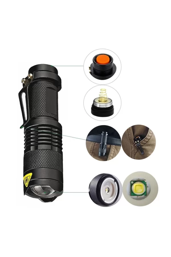 Mini Güçlü Şarjlı Pilli El Feneri  Wt-304