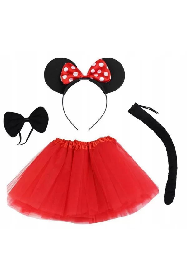 Minnie Mouse Kostüm Seti Etek Taç Kuyruk Papyon Gösteri Seti
