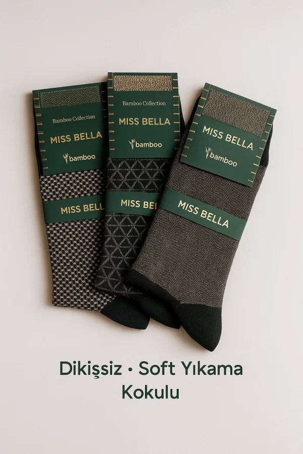 Missbella Bambu Desenli Erkek Çorap 10 ADET