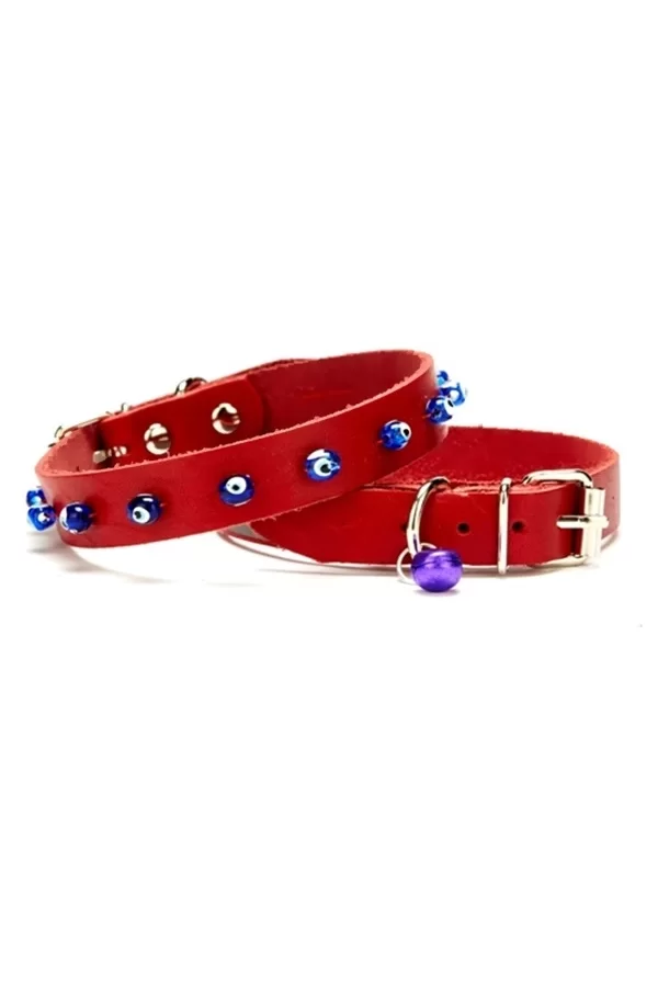 Nazar Boncuklu Kedi Ve Küçük Irk Köpek Tasması 1x14-18 cm Kırmızı Xsmall
