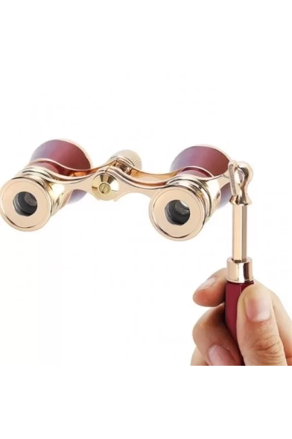 Nefis Işlemeli, Tiyatro / Opera Dürbünü 3x25 Prinç Metal Kaplamalı Retro Kahverengi