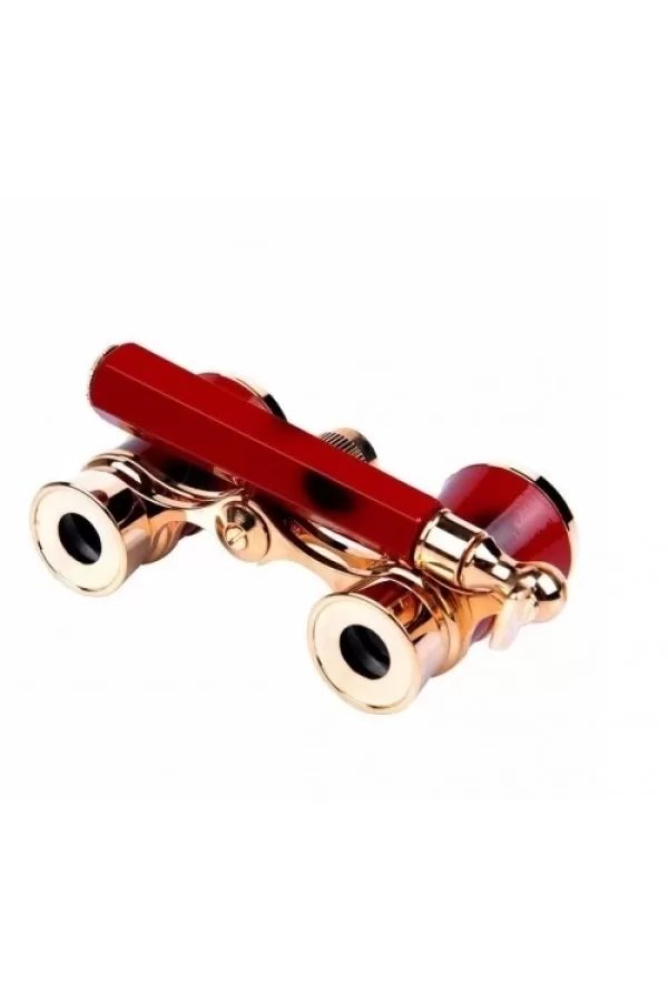 Nefis Işlemeli, Tiyatro / Opera Dürbünü 3x25 Prinç Metal Kaplamalı Retro Kahverengi