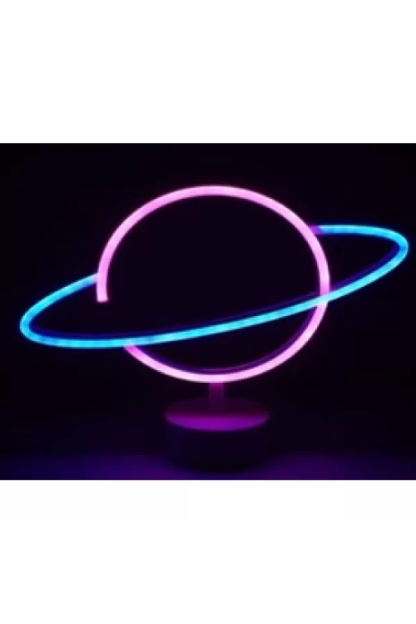 Neon Işıklı Satürn Lamba Pil+Usb
