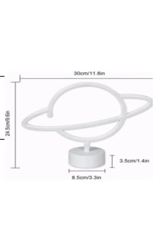 Neon Işıklı Satürn Lamba Pil+Usb