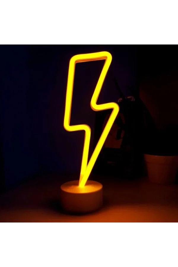 Neon Işıklı Şimşek Lamba USB+Pil