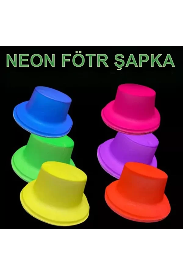 Neon Partisi Sarı Renk Plastik Fötr Şapka