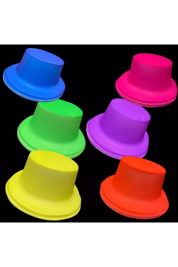 Neon Partisi Sarı Renk Plastik Fötr Şapka