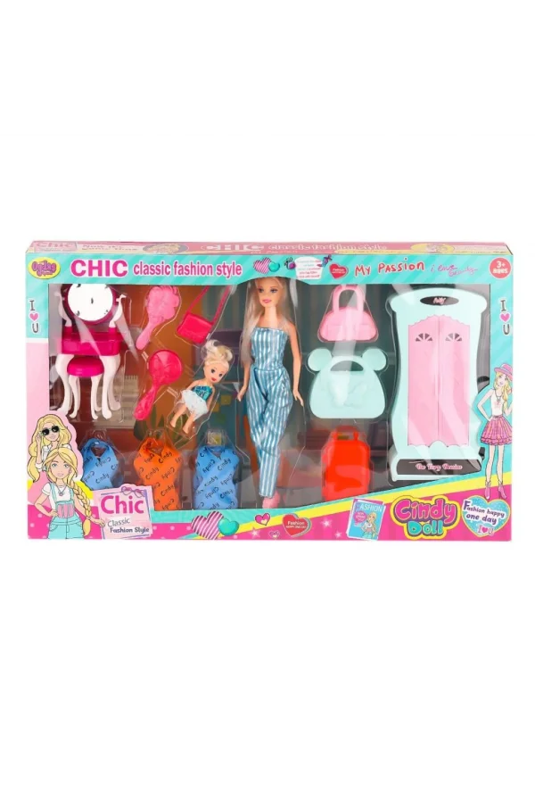 Nessiworld  02259 Cindy Doll Dolaplı Bebek Oyun Seti -Oydaş Oyuncak