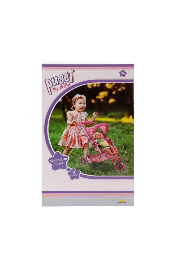 Nessiworld 0663 Puantiye Desenli, 3 Tekerlekli ve Tenteli Oyuncak Puset - Sunman