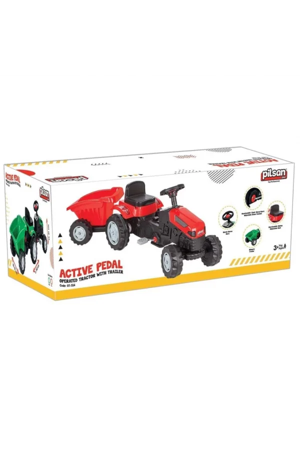 Nessiworld  07 316 Active Römorklu Traktör Pedallı Yeşil -Pilsan Oyuncak