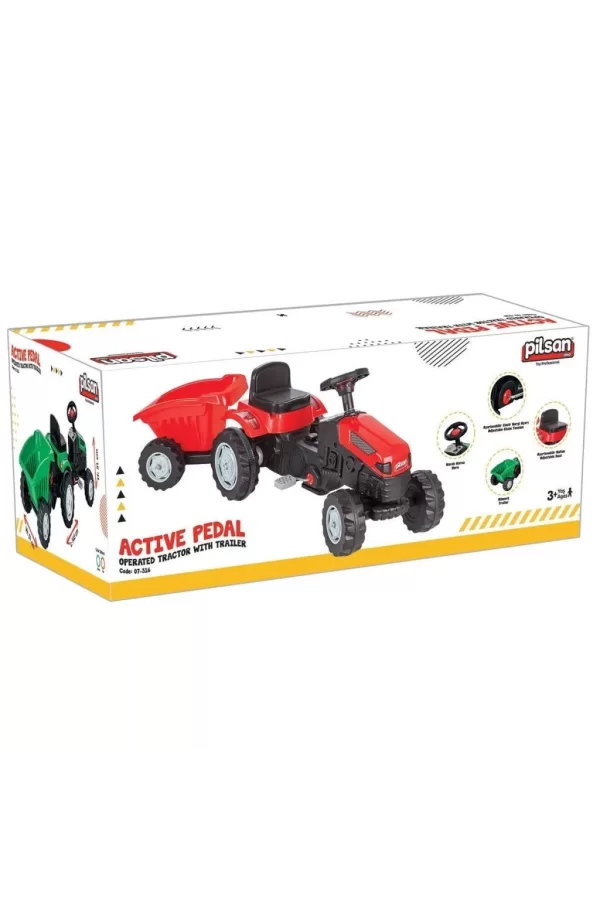 Nessiworld  07 316 Active Römorklu Traktör Pedallı Yeşil -Pilsan Oyuncak