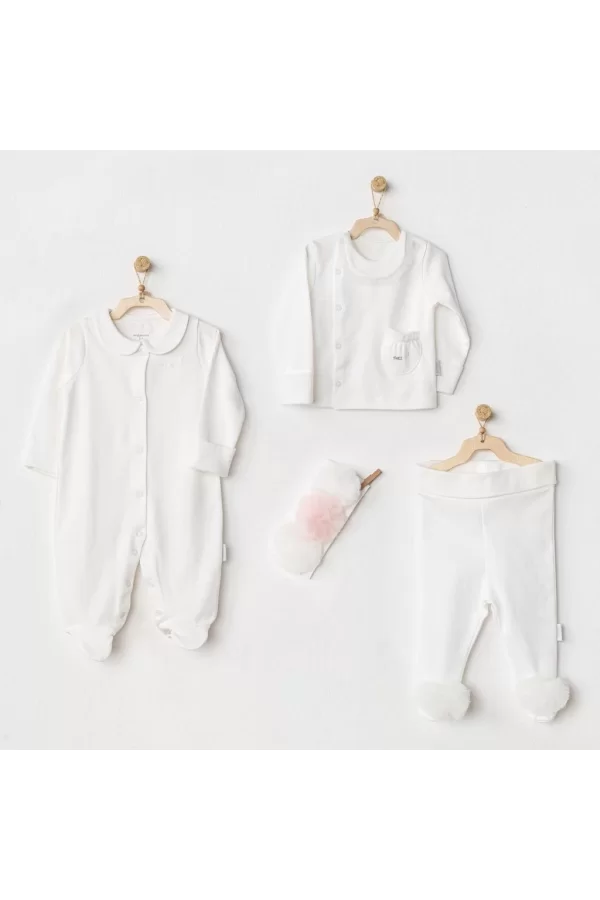 Nessiworld    AC24501 Petit Love Newborn Tüllü 4 Parça Set Ekru