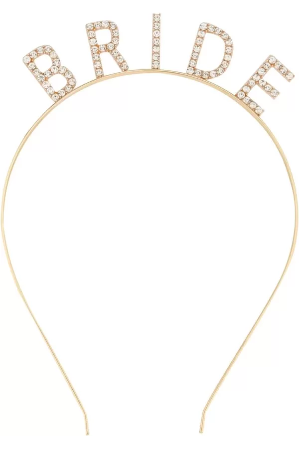 Nessiworld  Altın Gold Renk Bekarlığa Veda Kristal Taş Bride Tacı İthal 16x10 cm