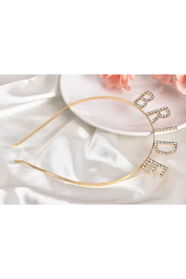 Nessiworld  Altın Gold Renk Bekarlığa Veda Kristal Taş Bride Tacı İthal 16x10 cm