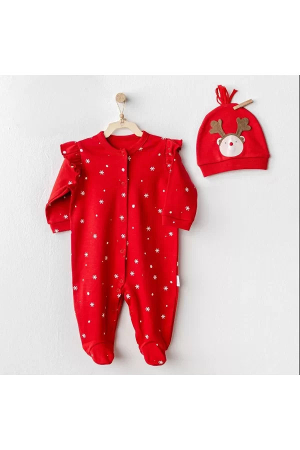 Nessiworld  Andywawa AC25328 Happy Newyear Kadife Bebek Tulum Takım Red