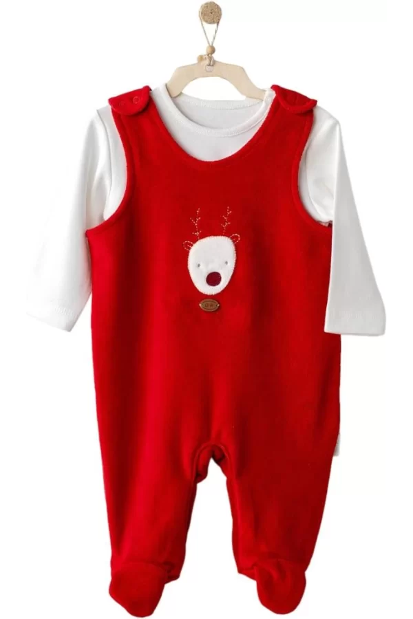 Nessiworld  Andywawa AC25339 Happy Newyear Kadife Bebek Tulum Takım Red