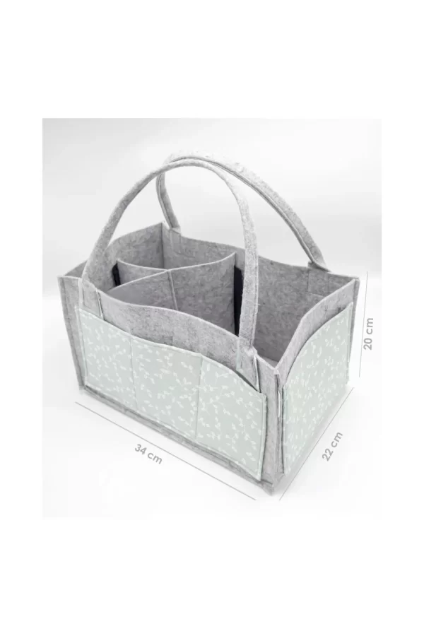 Nessiworld  BabyJem Keçe Anne Bebek Bakım Çantası 772 Yeşil Çiçek