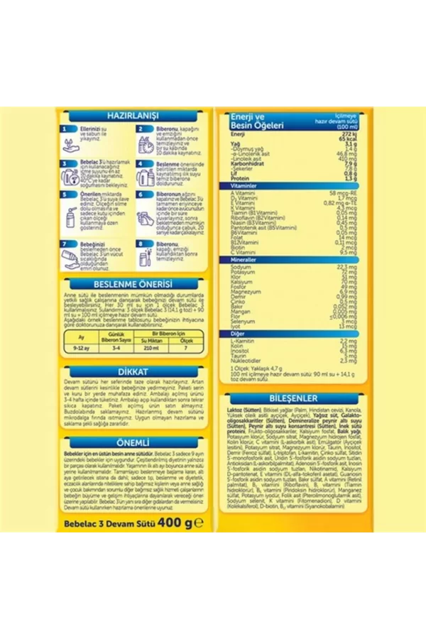 Nessiworld  Bebelac Bebek Devam Sütü No3 400 Gr