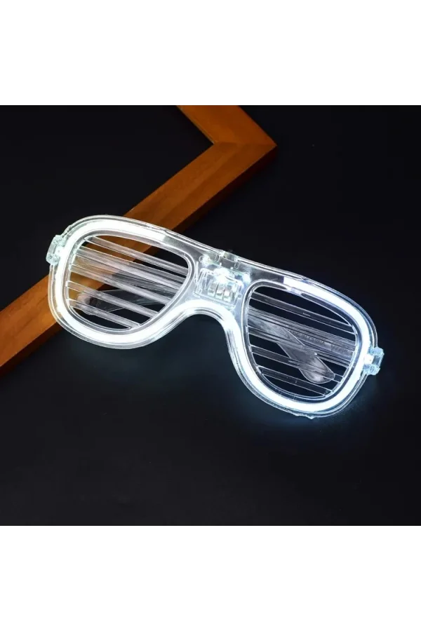 Nessiworld Beyaz Led Işıklı Parti Gözlüğü - Neon Glow Şerit Gözlük 3 Modlu