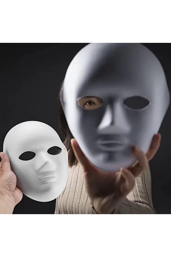 Nessiworld  Beyaz Renk Boyanabilir Anonim Tam Yüz Cosplay Maske 24x18 cm