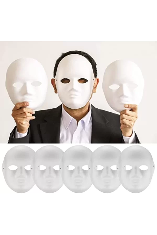 Nessiworld  Beyaz Renk Boyanabilir Anonim Tam Yüz Cosplay Maske 24x18 cm