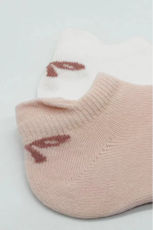 Nessiworld  Bistyle 2Li Sneakers Smile Penye Çorap BS20106 Pembe Ekru