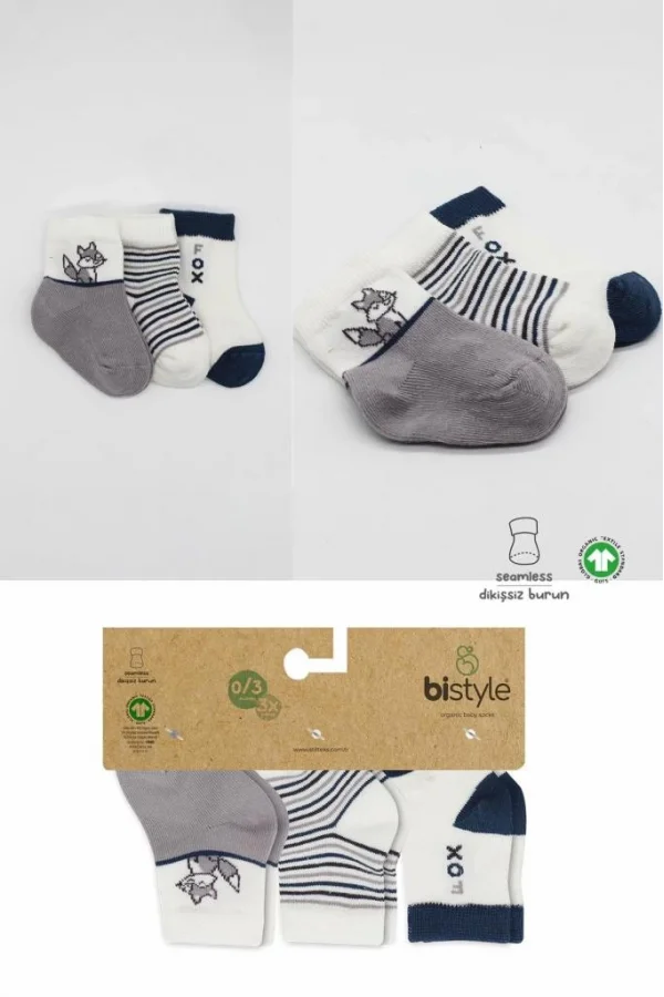 Nessiworld  Bistyle 3Lü Penye Soket Çorap BS10109 Gri